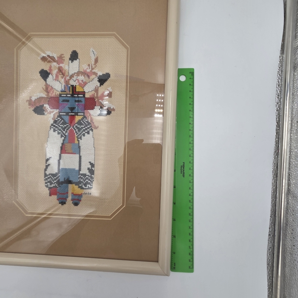 Framed Needlepoint Akush Shalako Warrior Kachina Doll - Picture 9 of 9